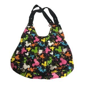 💕 Disney Parks Cloth Shoulder Bag Mickey Mouse Paint Splatter Design Purse 80s